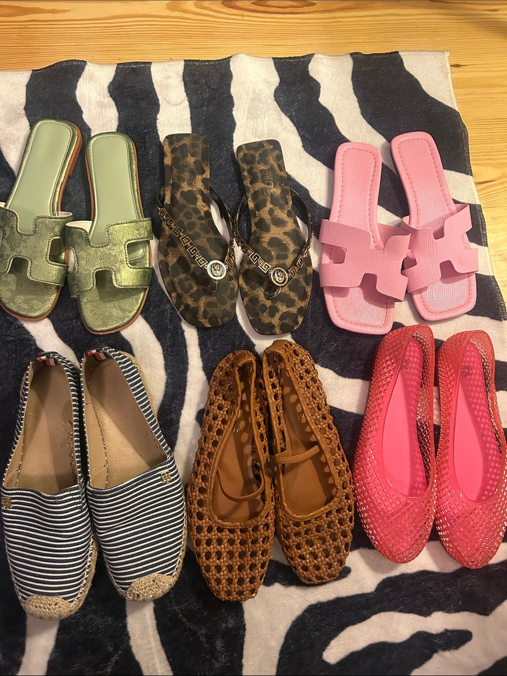 shoes bundle ; flats, flip flops, slides, ballet jelly shoes